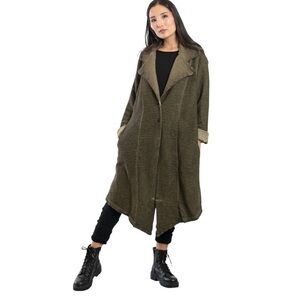 CYNTHIA ASHBY Tucker Coat MSRP $359 Green Textured Button Down Large Fall